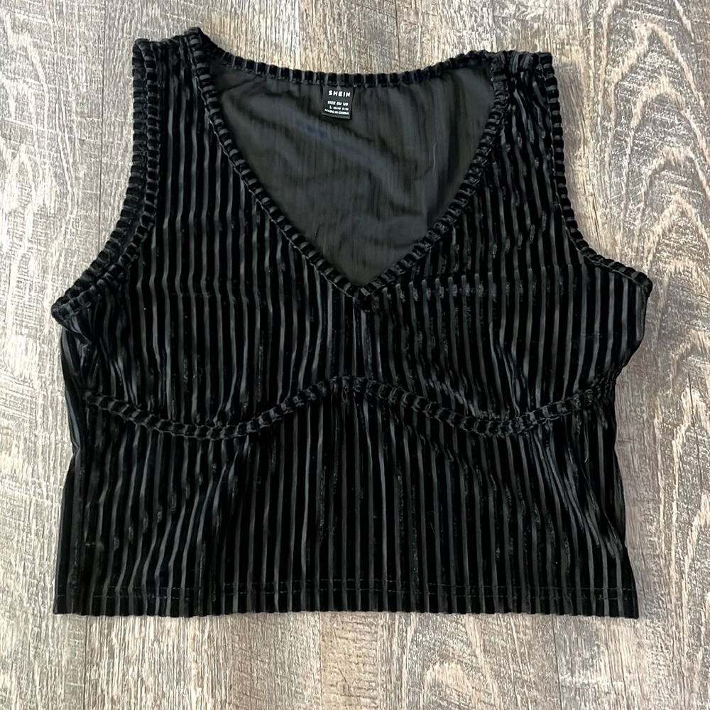 Velvet striped crop top